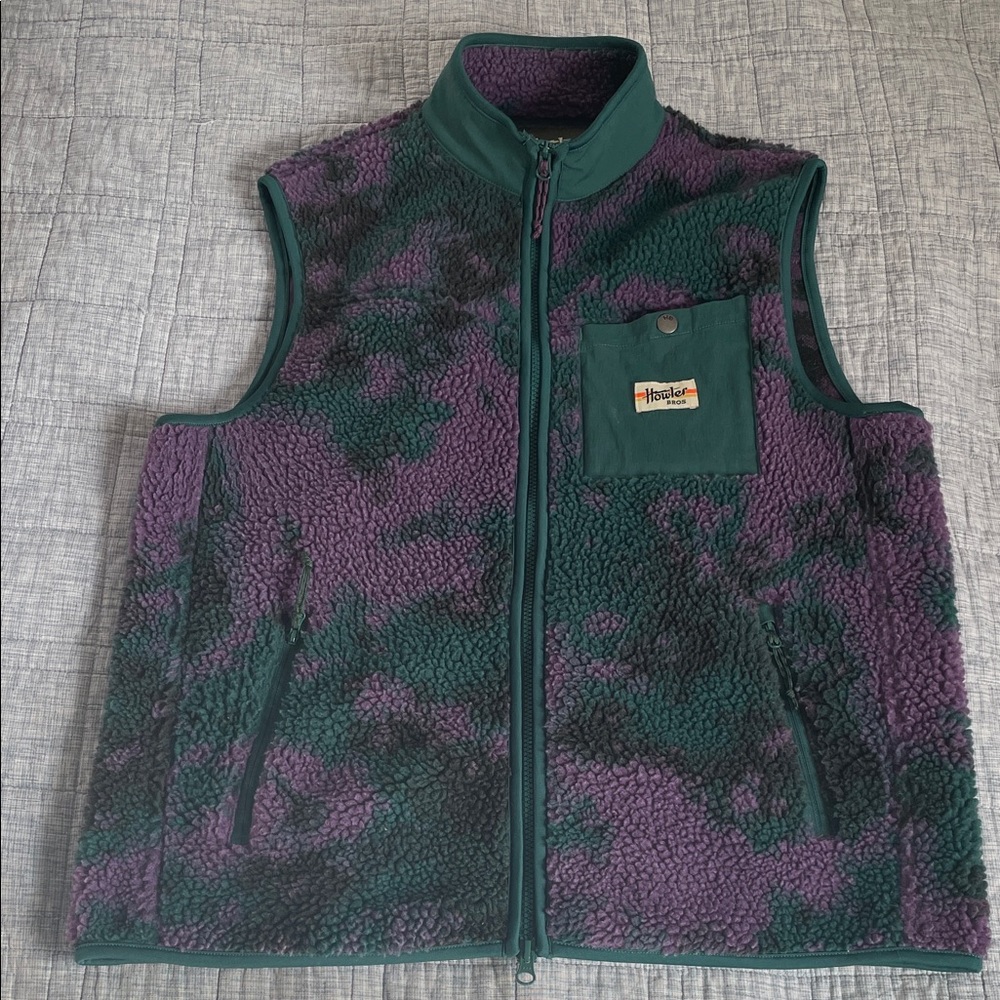 Howler Brothers Purple and Green Patterned Fleece Vest